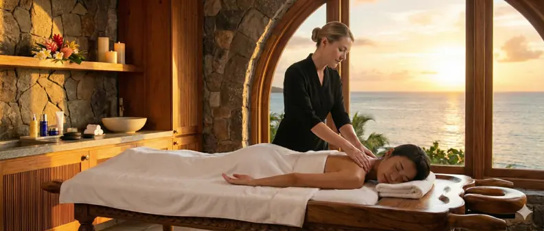 A relaxing massage session in a spa treatment room
